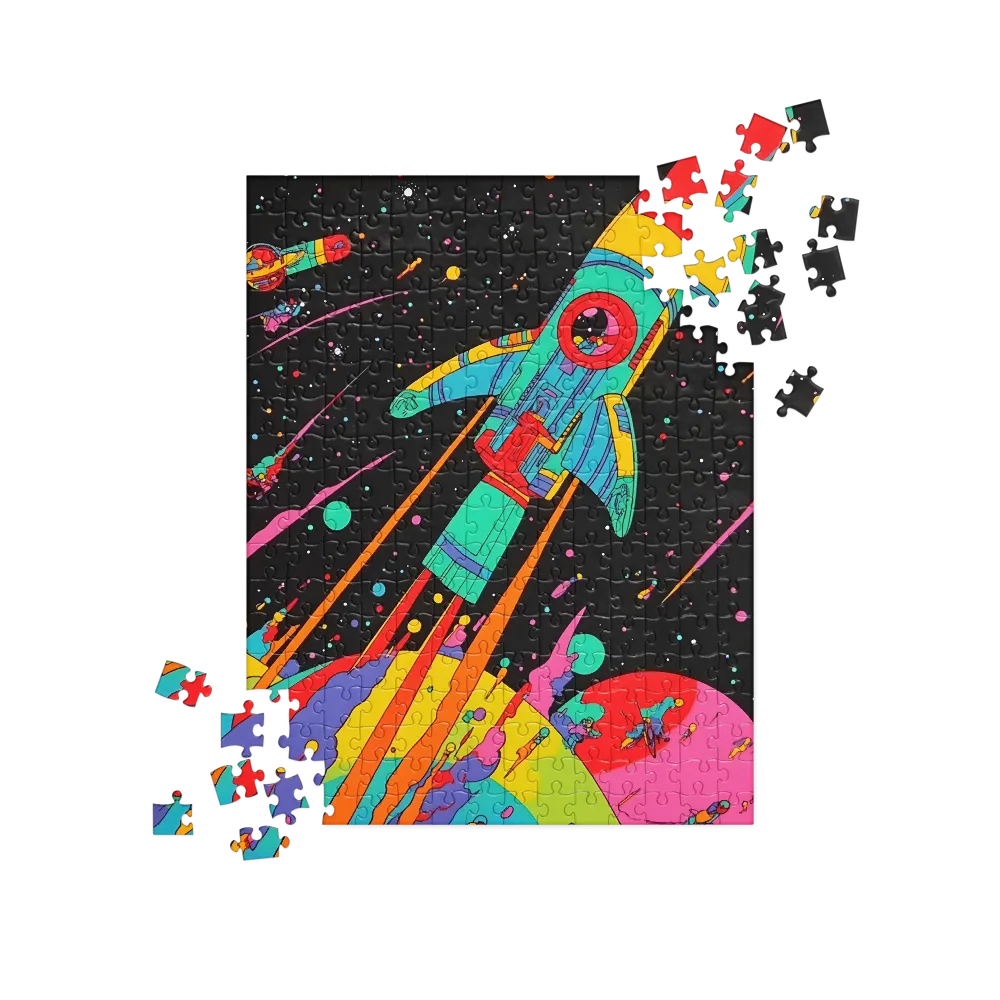 Cosmic Voyage: The Neon Lift-Off | Jigsaw Puzzle | 252 pieces