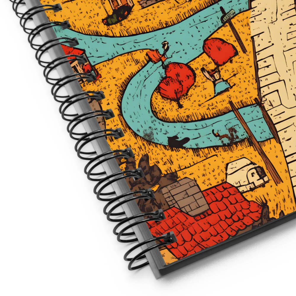 Whimsical Village Landscape | Spiral Notebook