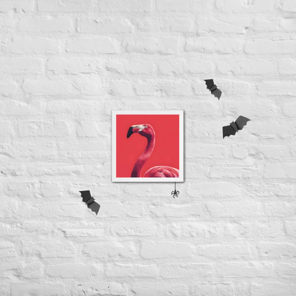 Crimson Flamingo 
 Poster with White Frame | 12″x 12″