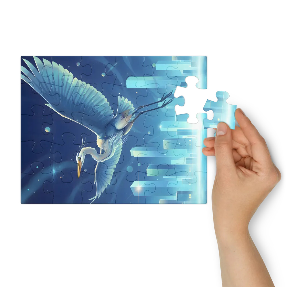 Luminous Heron 
 Jigsaw Puzzle in Tin Box
