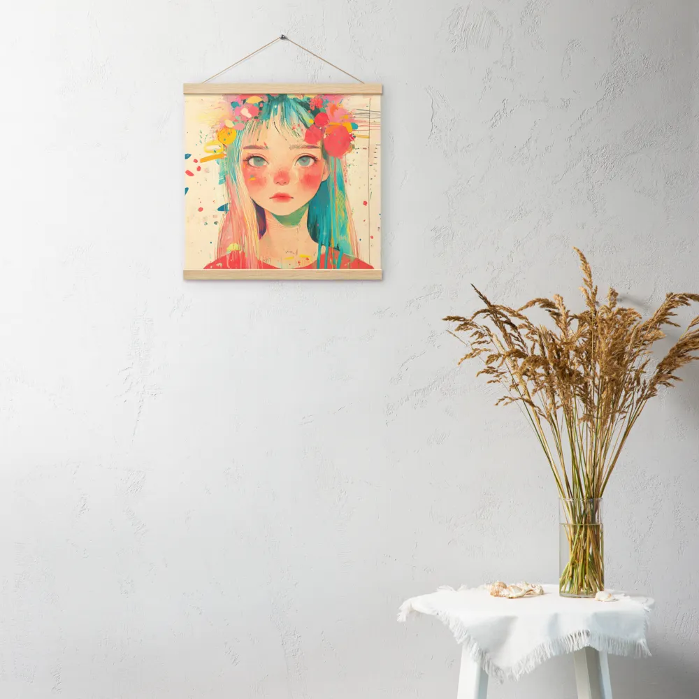 Whimsical Blossom | Poster With Oak Wood Hanger | 16″×16″