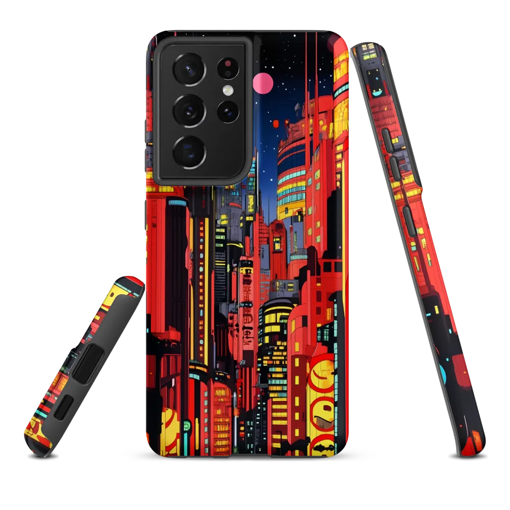Neon Dreams: A Cyberpunk Cityscape | Phone Case |  S21 Ultra | Tough Case | Matte
