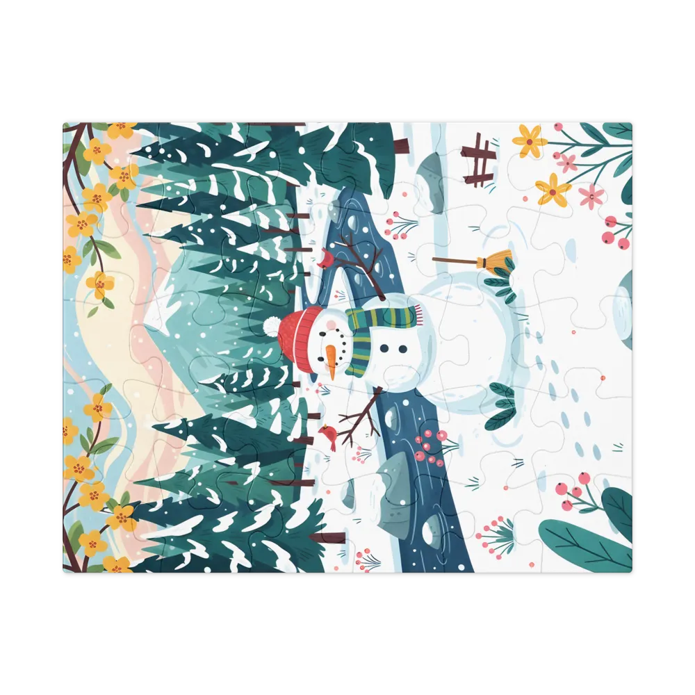 Snowman by the Stream 
 Jigsaw Puzzle in Tin Box
