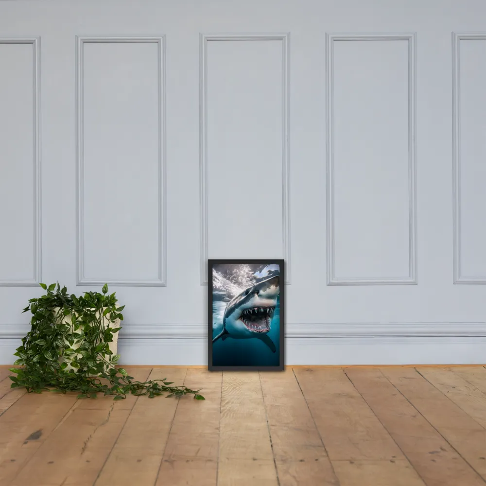Majesty of the Ocean: The Great White Shark | Poster with Black Frame | 12″×18″