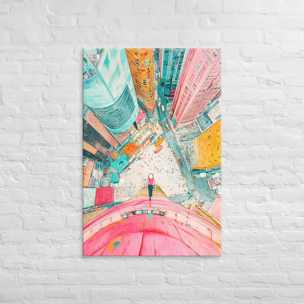 Vertical Horizons: A Surreal Cityscape Adventure | Canvas | 32″×48″