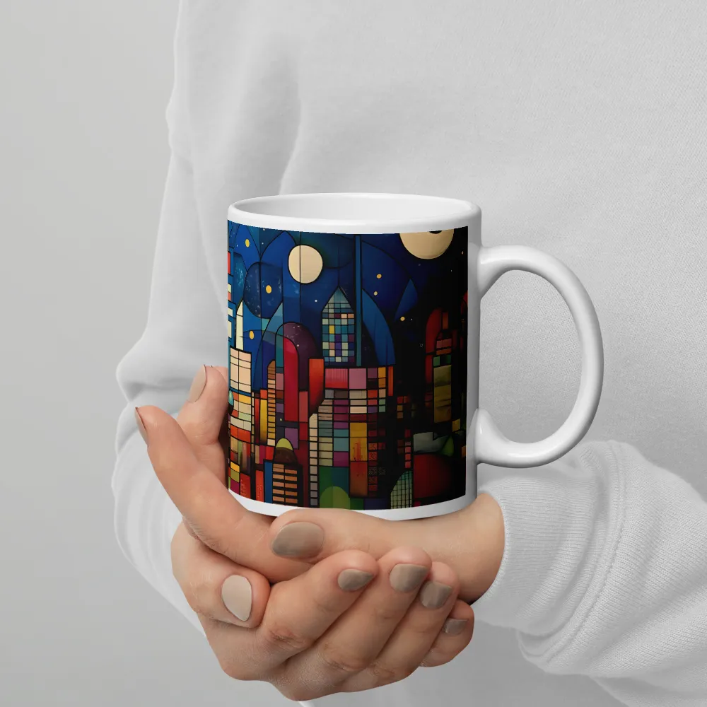 Geometric Harmony: A Vibrant Cityscape | Mugs | Multiple Sizes & Colors