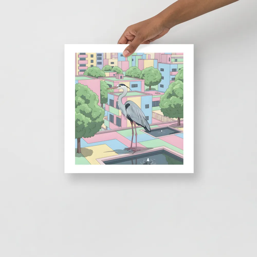 Pastel City Heron 
 Poster | 14″x 14″