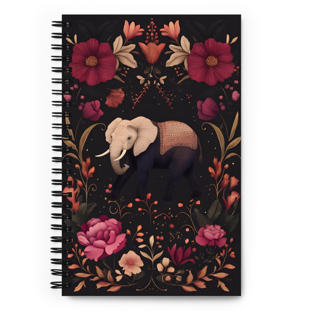 Whispers of the Wild: Elephants and Blooms | Spiral Notebook