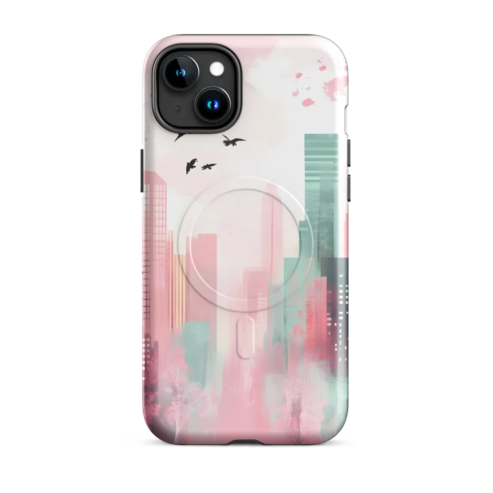 Dreamy Cityscape in Pink and Cyan