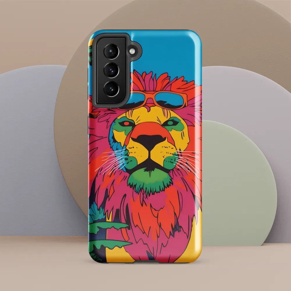 Lion with Sunglasses: A Vibrant Tropical Portrait