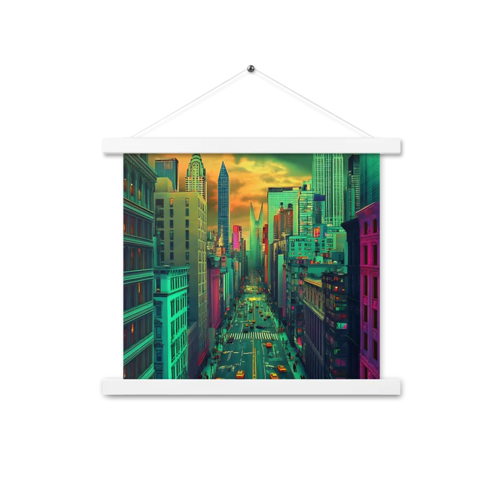 Urban Surrealism: Neon Dreams | Poster With White Wood Hanger | 14″×14″