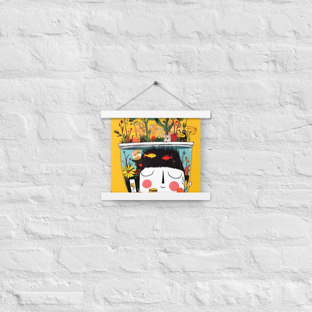 Whimsical Garden Head | Poster With White Wood Hanger | 10″×10″