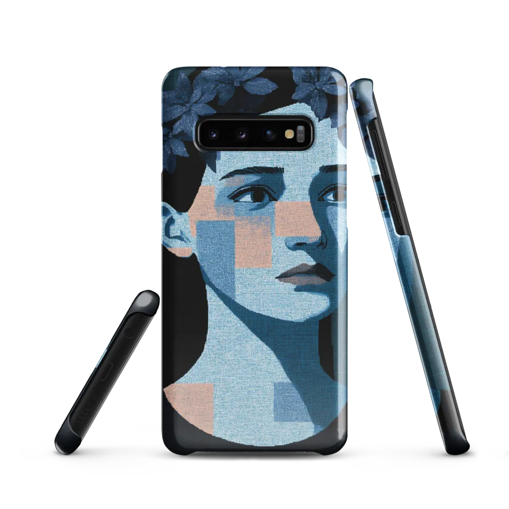 Grid-Wreathed Cyan Portrait