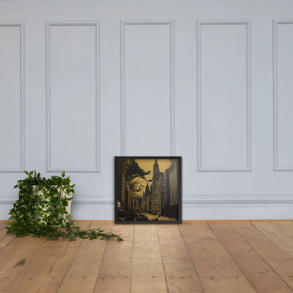 Echoes of a Forgotten Skyline | Poster with Black Frame | 18″×18″
