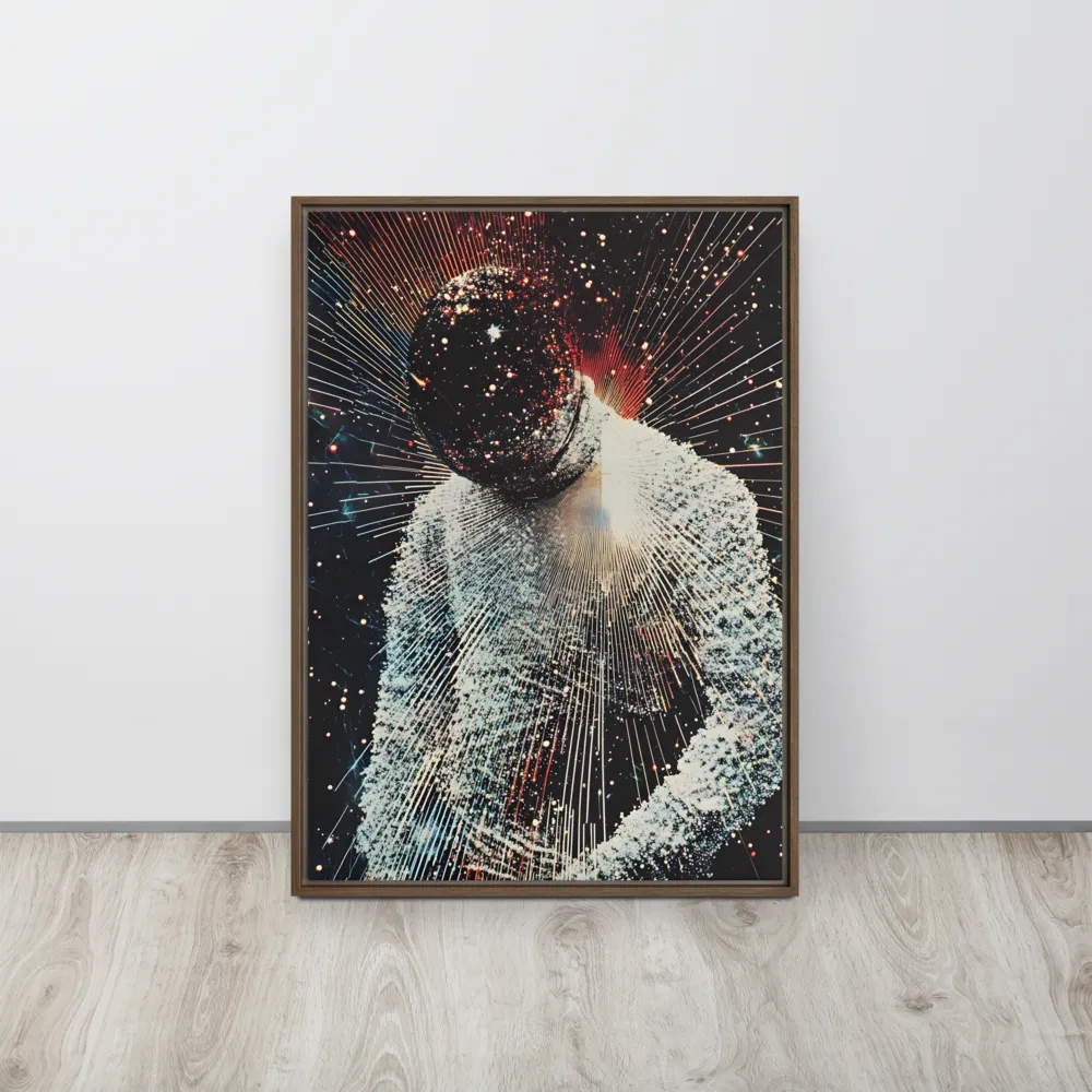 Ethereal Astronaut: A Journey Through the Cosmos | Canvas with Brown Frame | 20″×28″