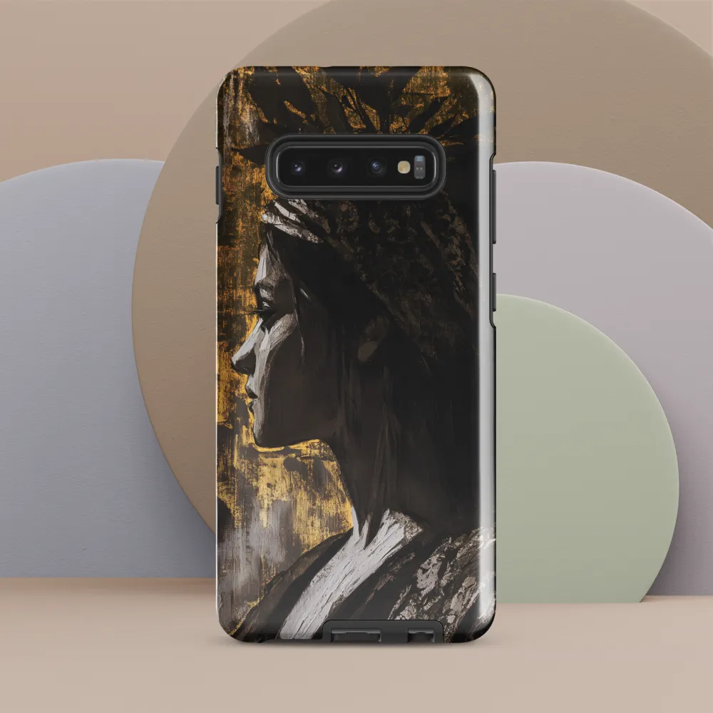 Golden Elegance: A Modern Profile Portrait | Phone Case |  S10 Plus | Tough Case | Glossy