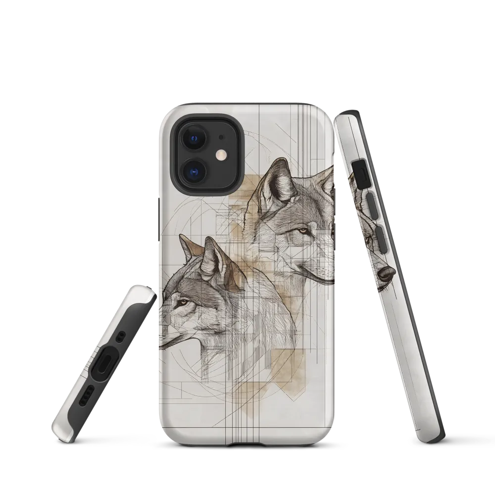 Geometric Harmony: The Essence of Wolves | Phone Case |  12 mini | Tough Case | Matte