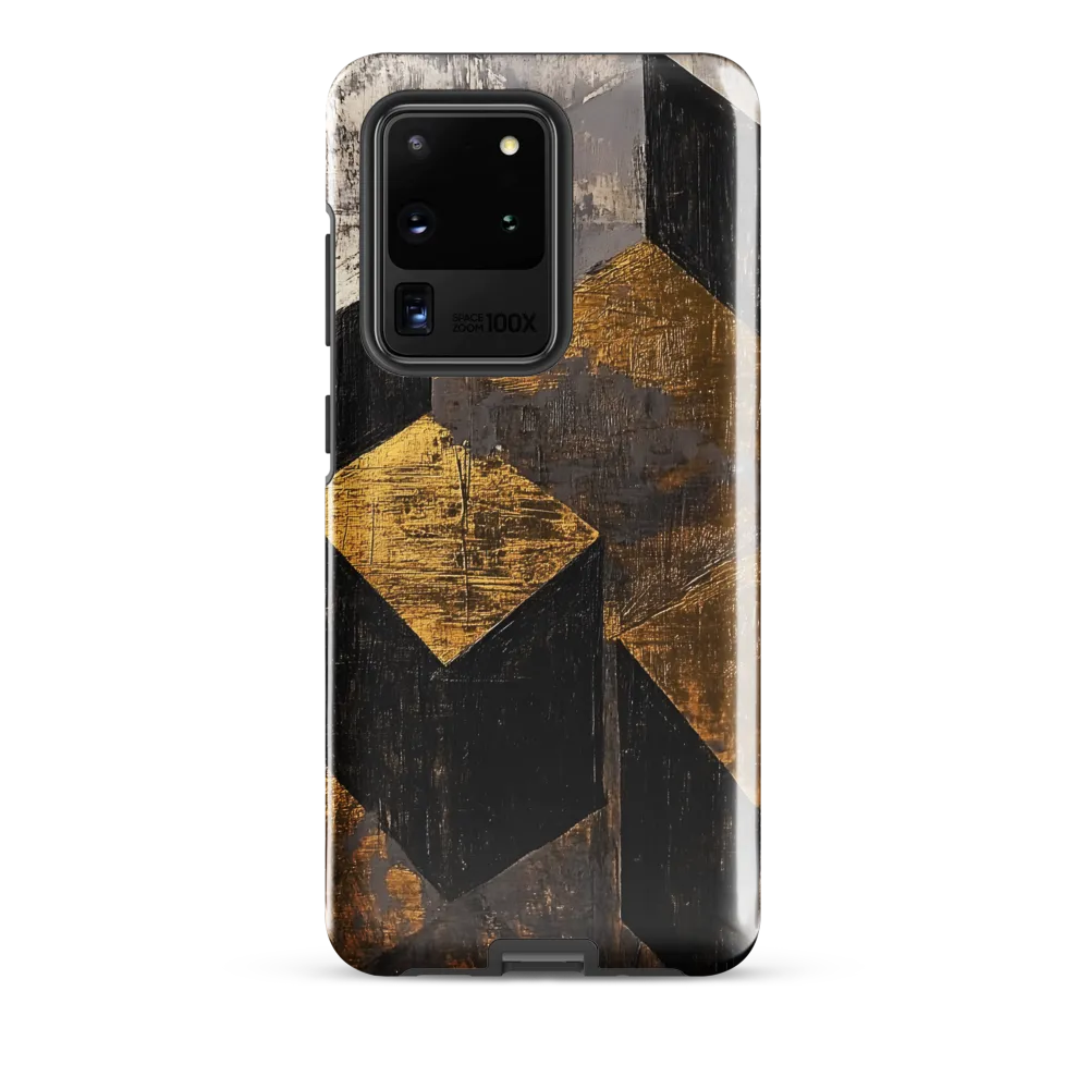 Geometric Harmony in Gold and Black | Phone Case |  S20 Ultra | Tough Case | Glossy