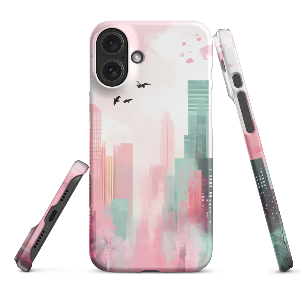 Dreamy Cityscape in Pink and Cyan