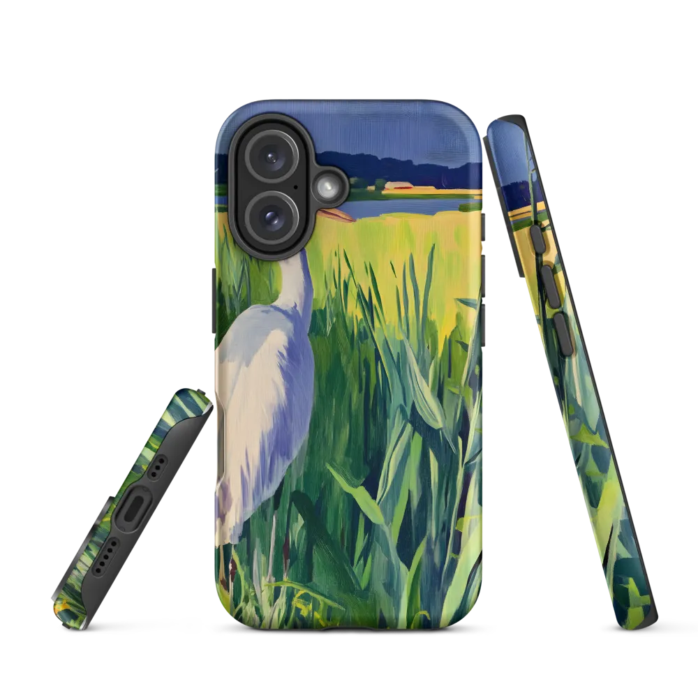 Graceful Presence: The Heron in the Meadow | Phone Case