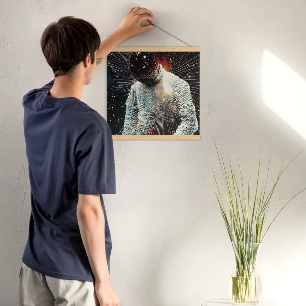 Ethereal Astronaut: A Journey Through the Cosmos | Poster With Oak Wood Hanger | 16″×16″
