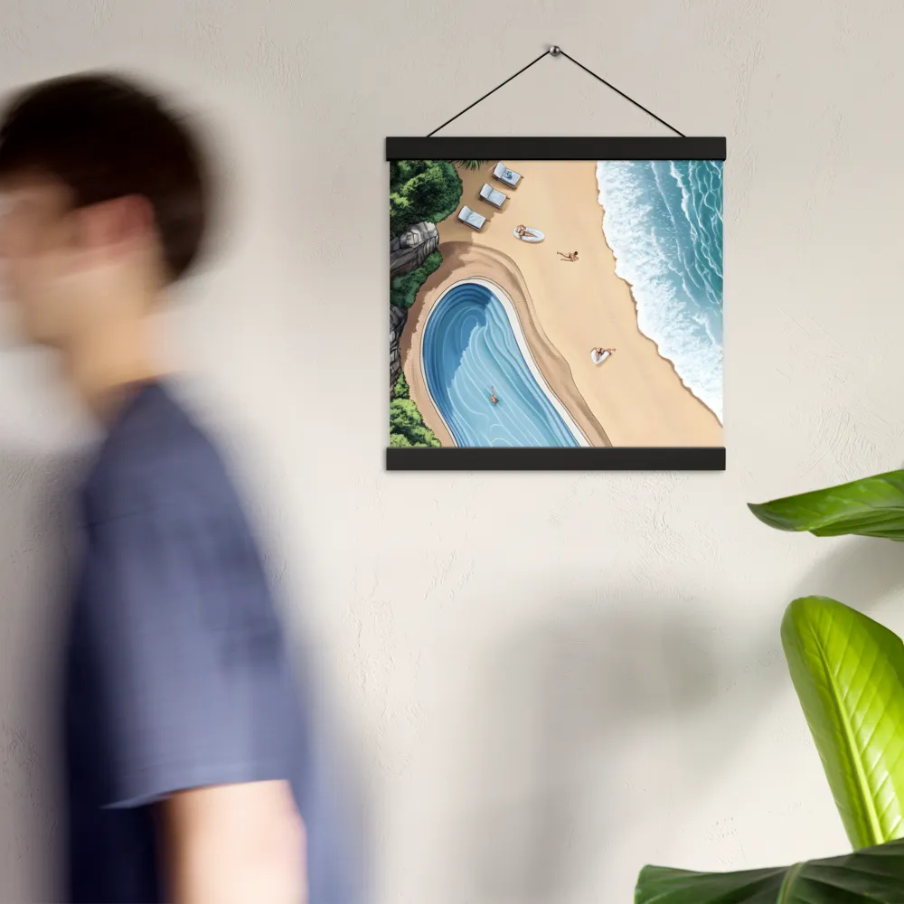 Serenity by the Shore | Poster With Black Wood Hanger | 12″×12″