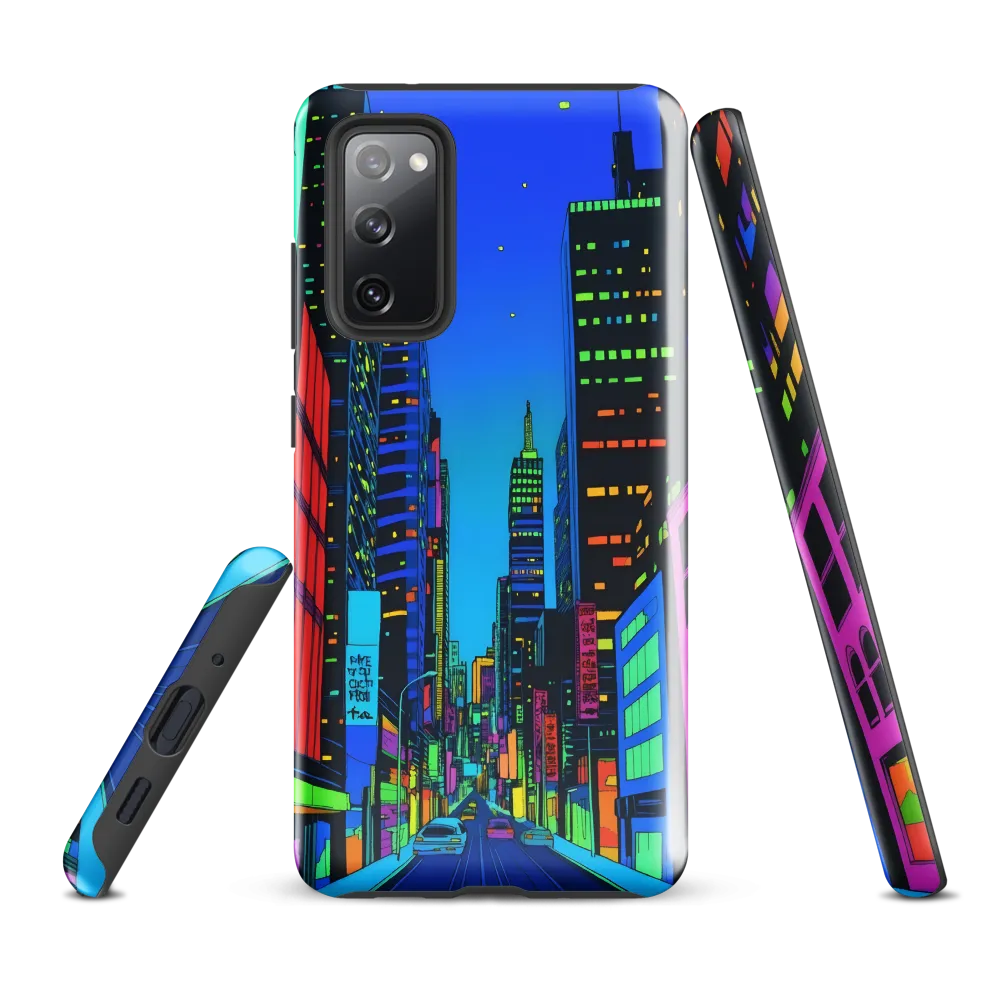 Neon Dreamscape: A Futuristic City at Dusk | Phone Case |  S20 FE | Tough Case | Glossy
