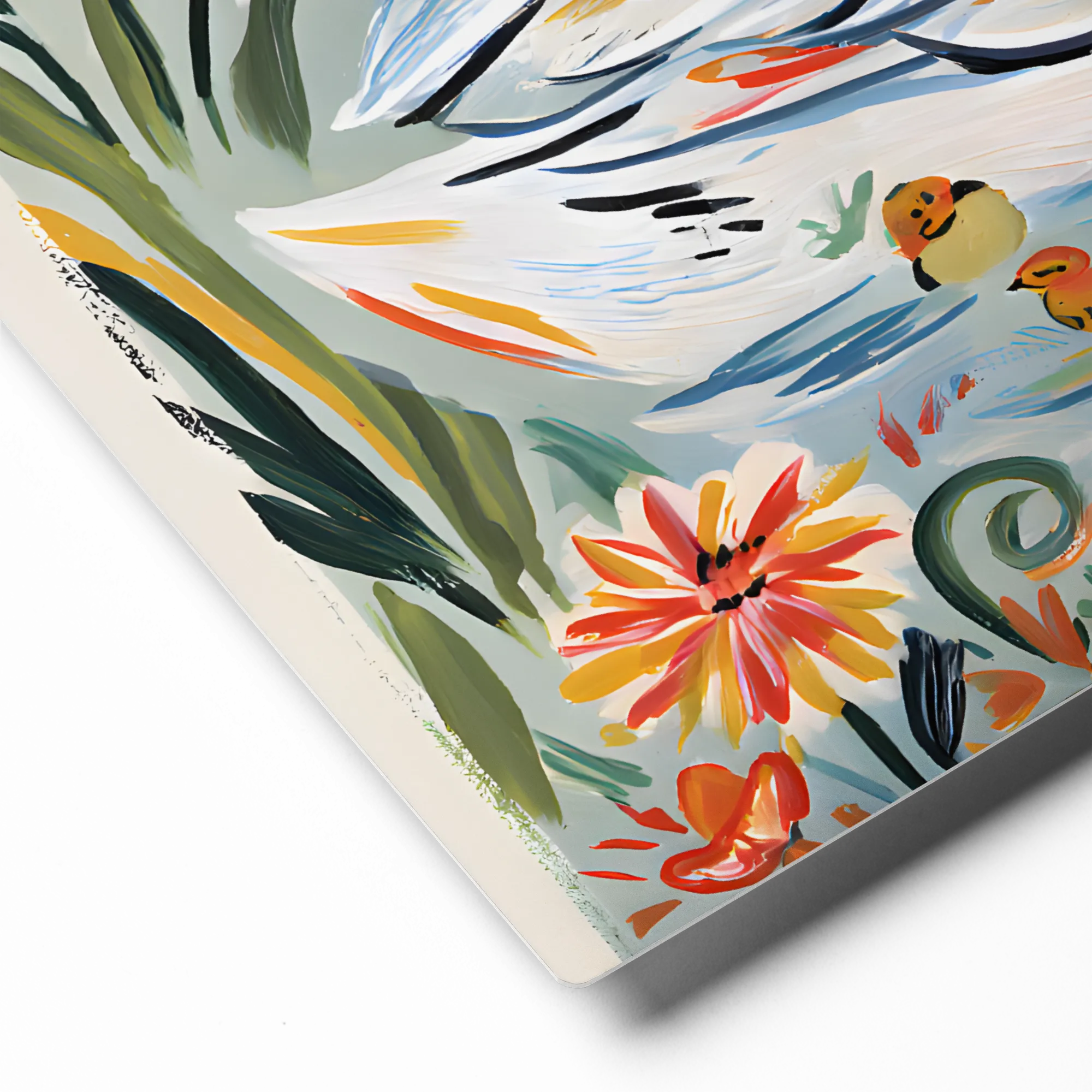 Swan and Ducklings 
 Metal Print | 12″x 12″