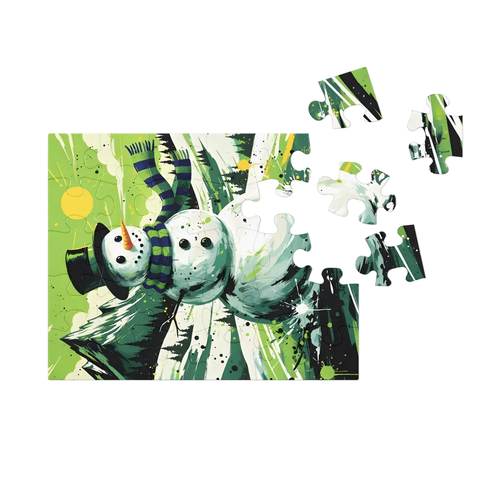 Emerald Snowman 
 Jigsaw Puzzle in Tin Box