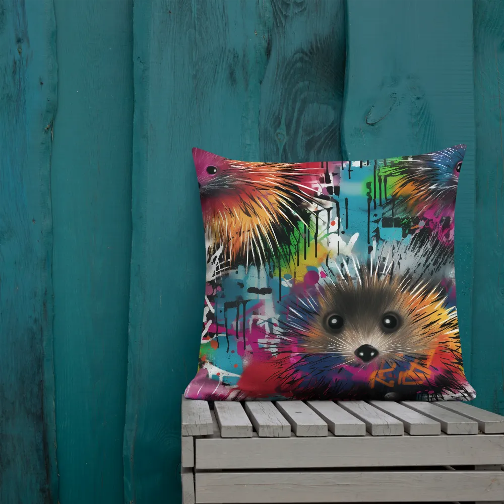 Whimsical Hedgehogs in a Kaleidoscopic Wonderland | Pillow | 22″×22″