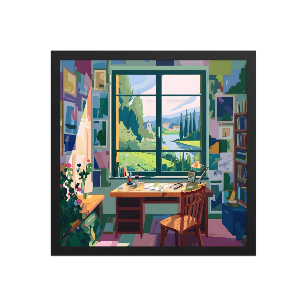 Sunlit Studio Window 
 Poster with Black Frame | 16″x 16″