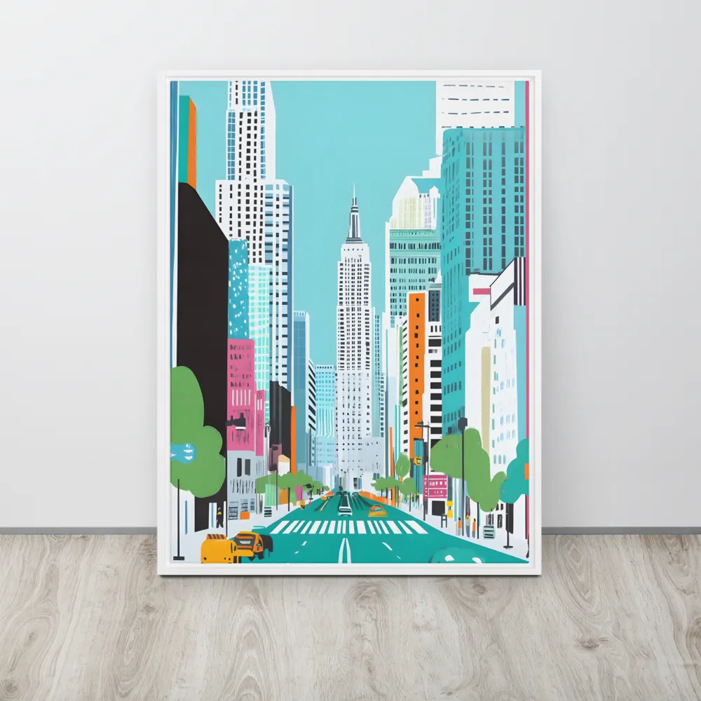 Urban Symphony: A Modern Cityscape | Canvas with White Frame | 24″×32″