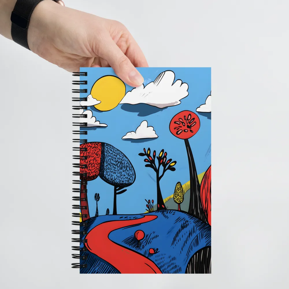 Whimsical Pathways Through a Colorful Landscape | Spiral Notebook