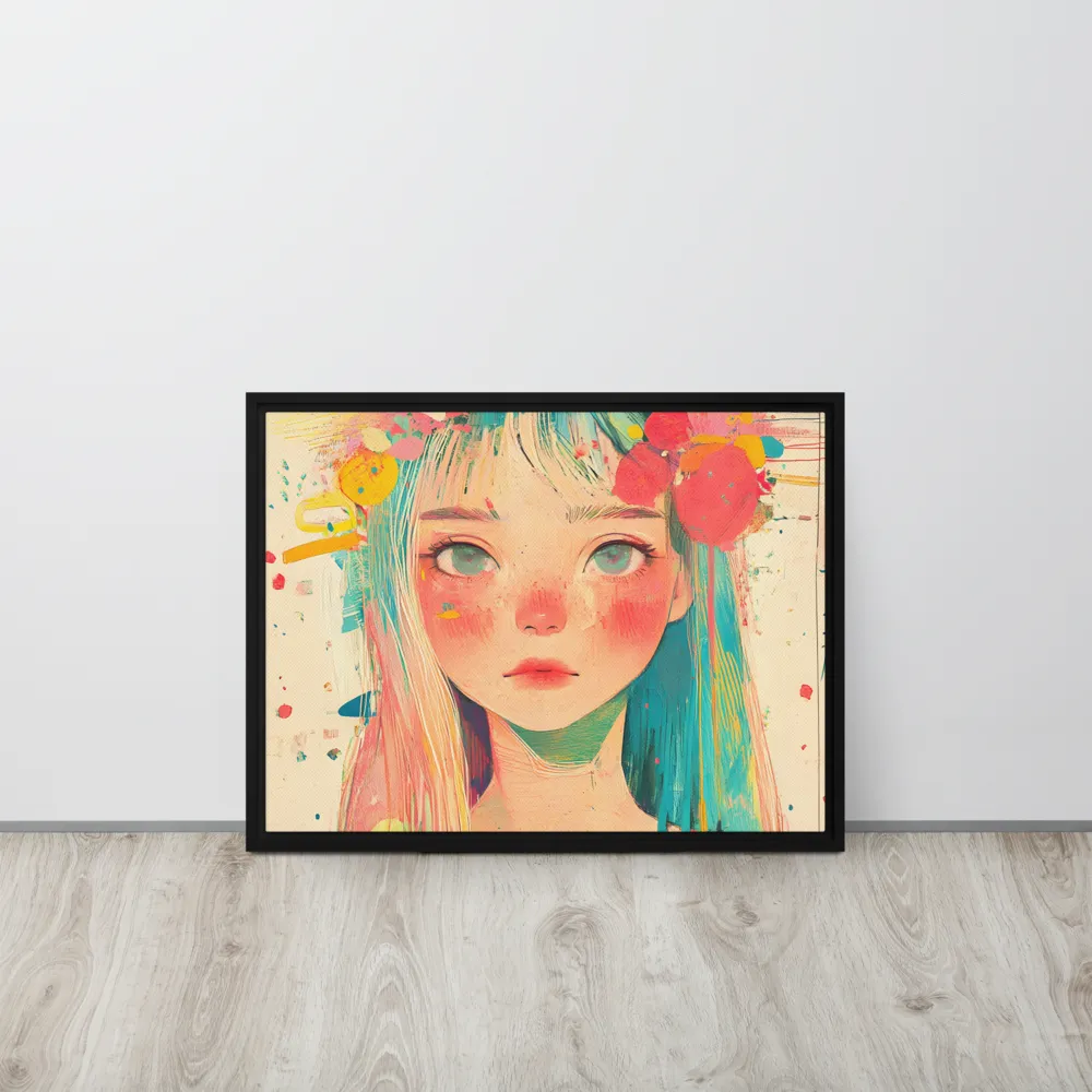 Whimsical Blossom | Canvas with Black Frame | 18″×24″