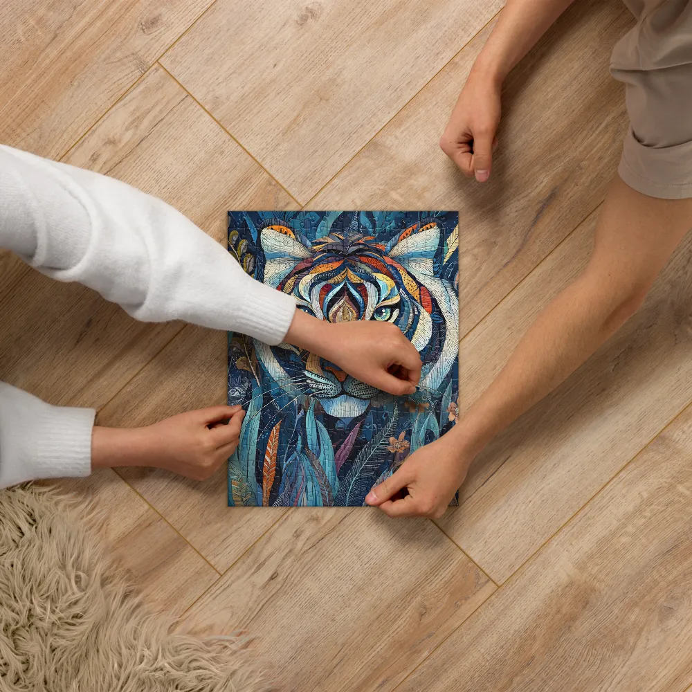 Ornamental Tiger in Teal and Orange