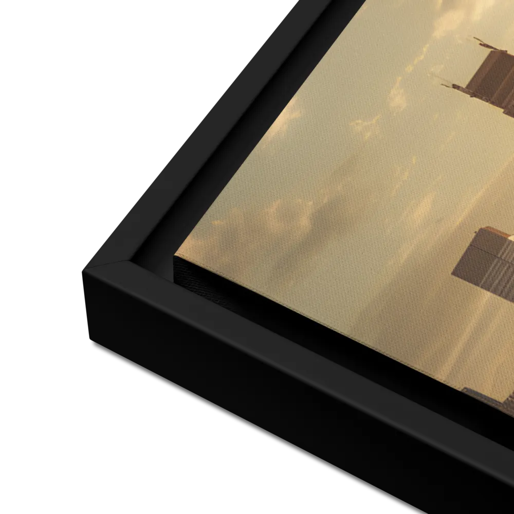 The Lion's Gaze Over the Urban Symphony | Canvas with Black Frame | 24″×36″