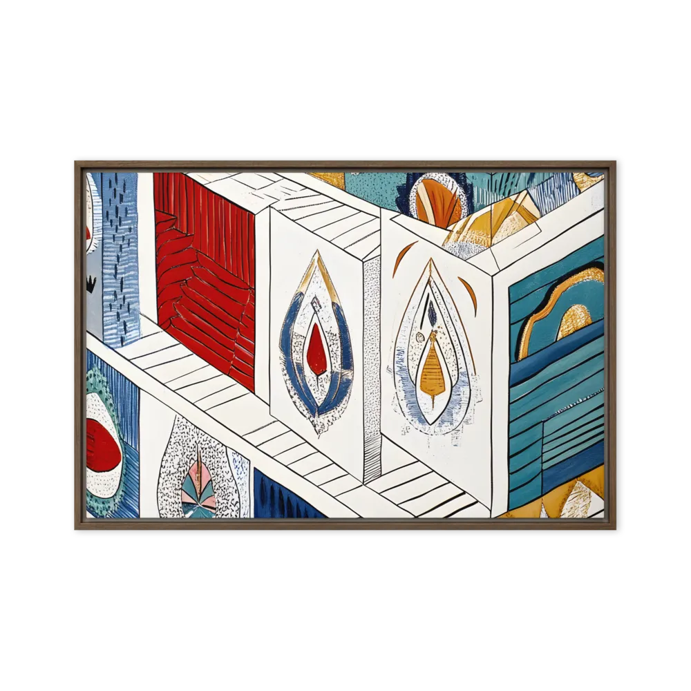 Symphony of Geometric Harmony | Canvas with Brown Frame | 24″×36″