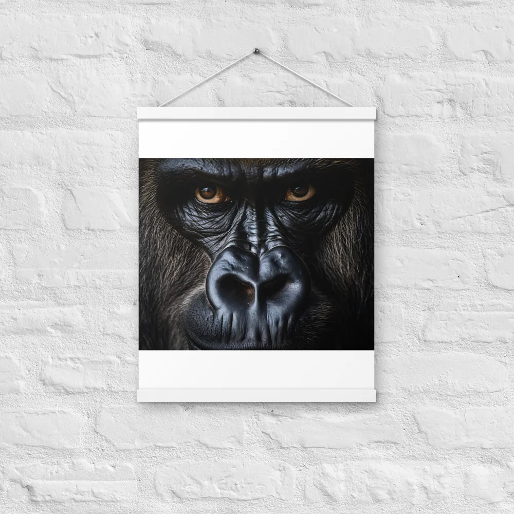 Gaze of the Wild: A Gorilla's Portrait | Poster With White Wood Hanger | 16″×20″