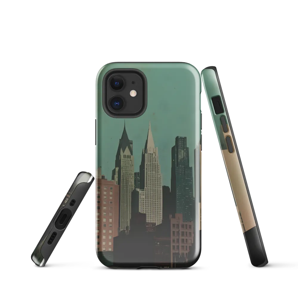 Urban Nostalgia: A Retro Cityscape | Phone Case |  12 mini | Tough Case | Glossy