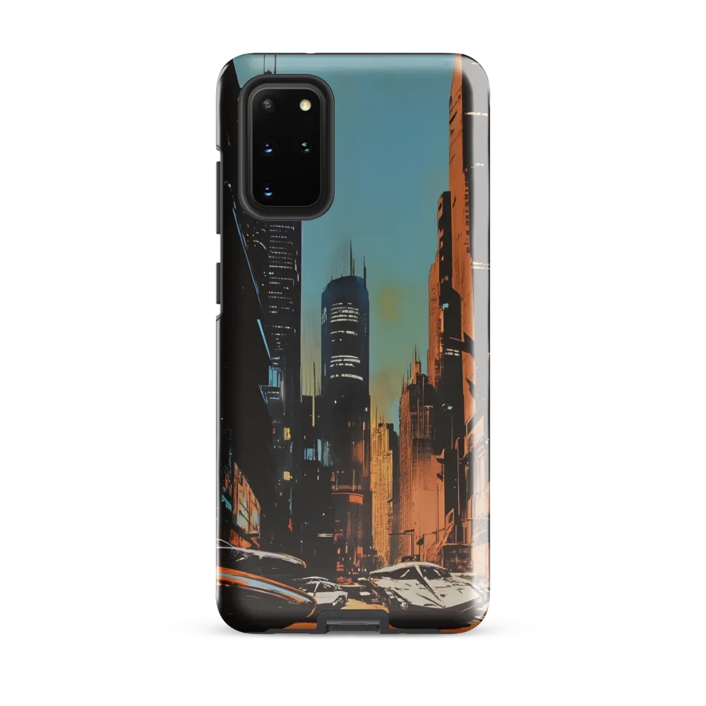 Futuristic Cityscape in Blue and Orange