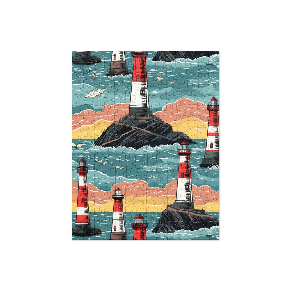 Lighthouses in a Whimsical Ocean | Jigsaw Puzzle | 252 pieces