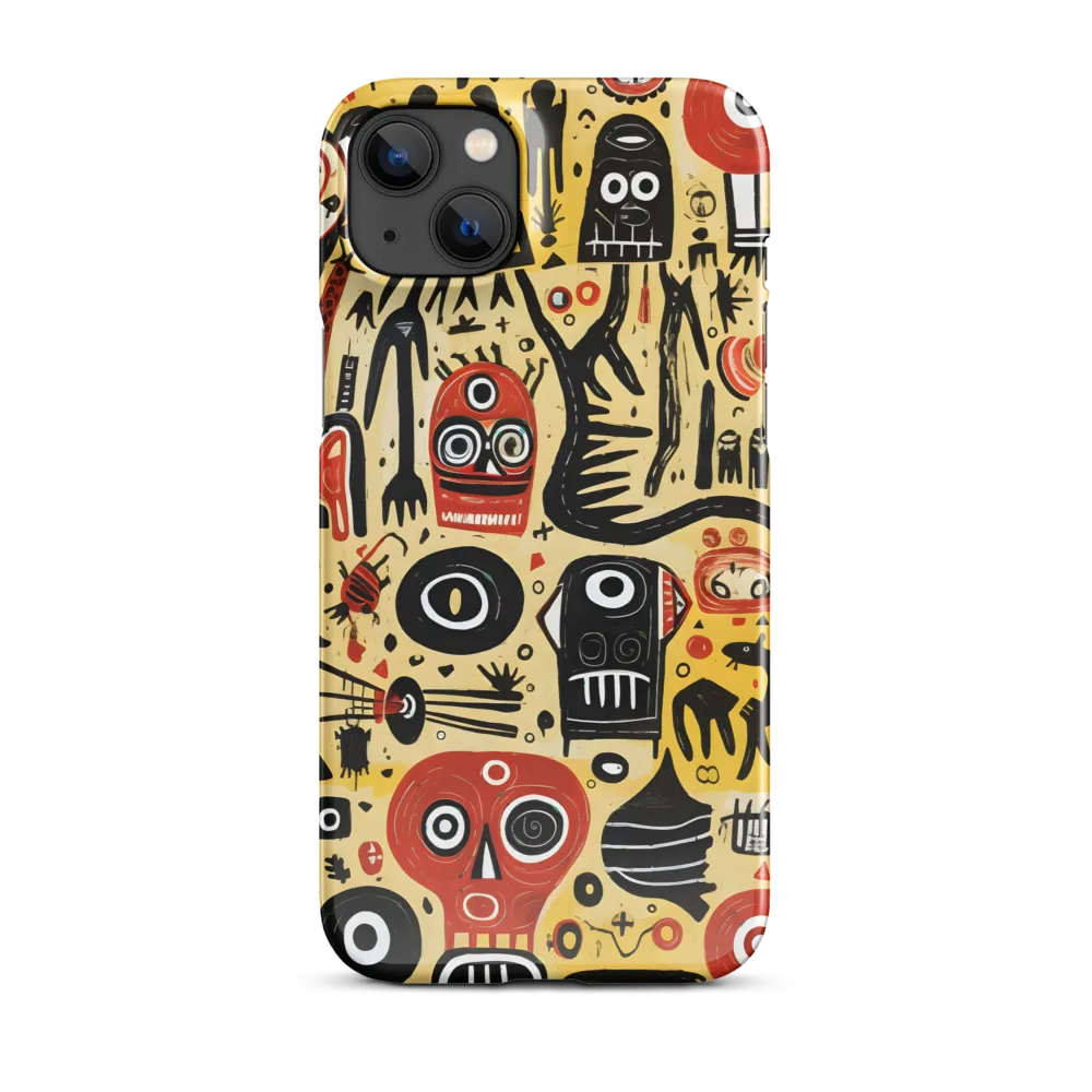 Abstract Encounters: A Dance of Faces and Symbols | Phone Case |  14 Plus | Snap Case | Glossy