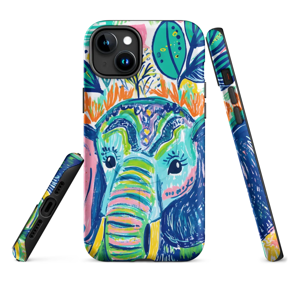 Whimsical Elephant Portrait | Phone Case |  15 Plus | MagSafe® Tough Case | Matte