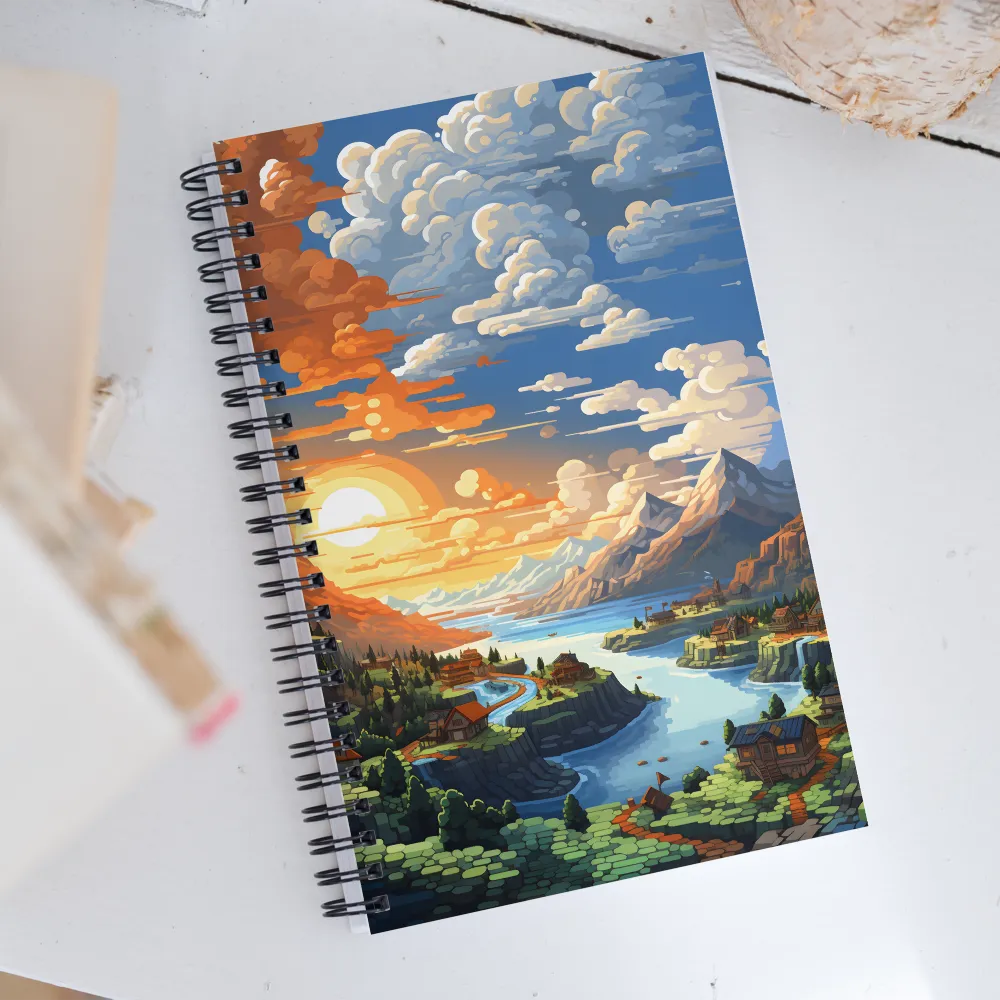 Tranquil Sunset Over Serene Landscape | Spiral Notebook