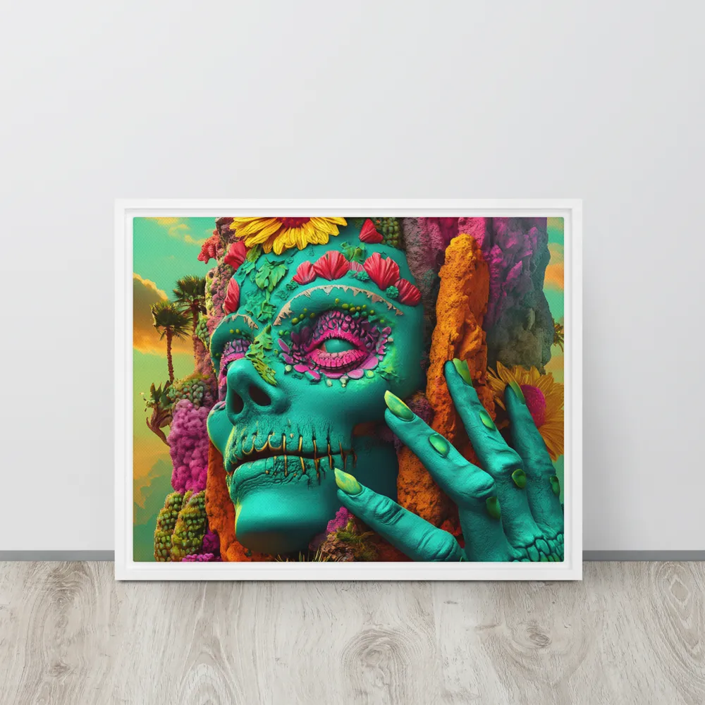 Ethereal Skull Garden | Canvas with White Frame | 16″×20″