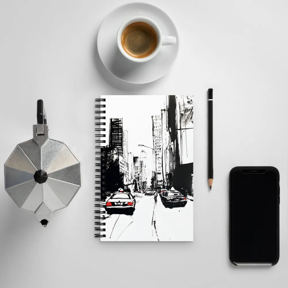 Urban Pulse: A Monochromatic Journey | Spiral Notebook