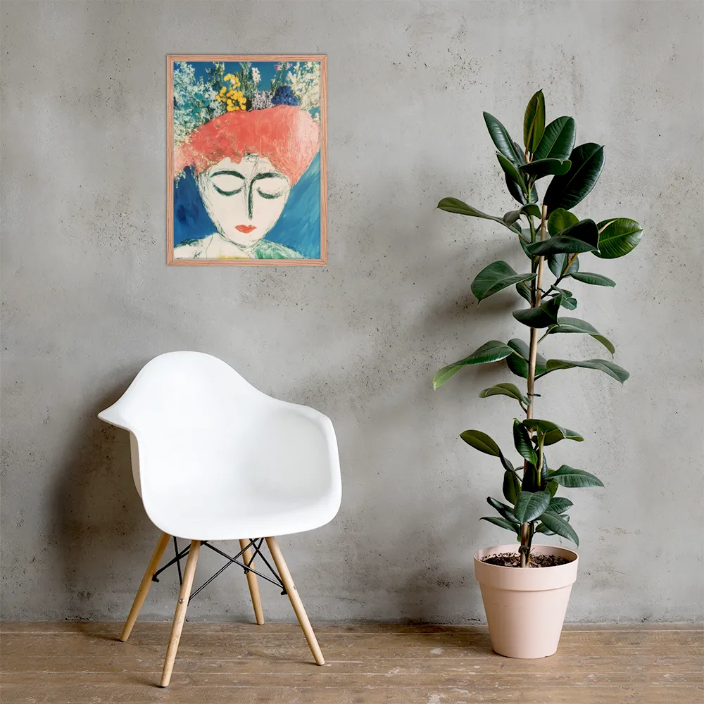 Serenity in Bloom | Poster with Red oak Frame | 18″×24″