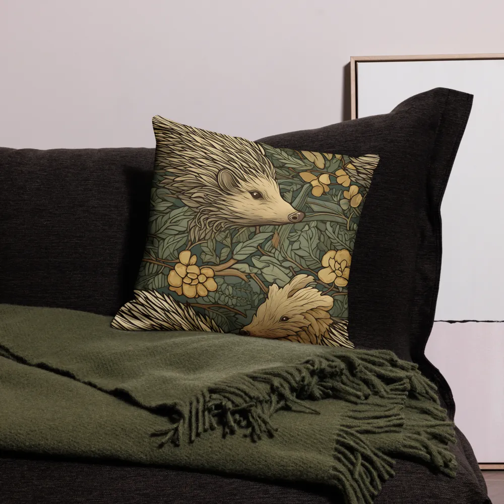 Whimsical Hedgehog Garden | Pillow Case | 18″×18″