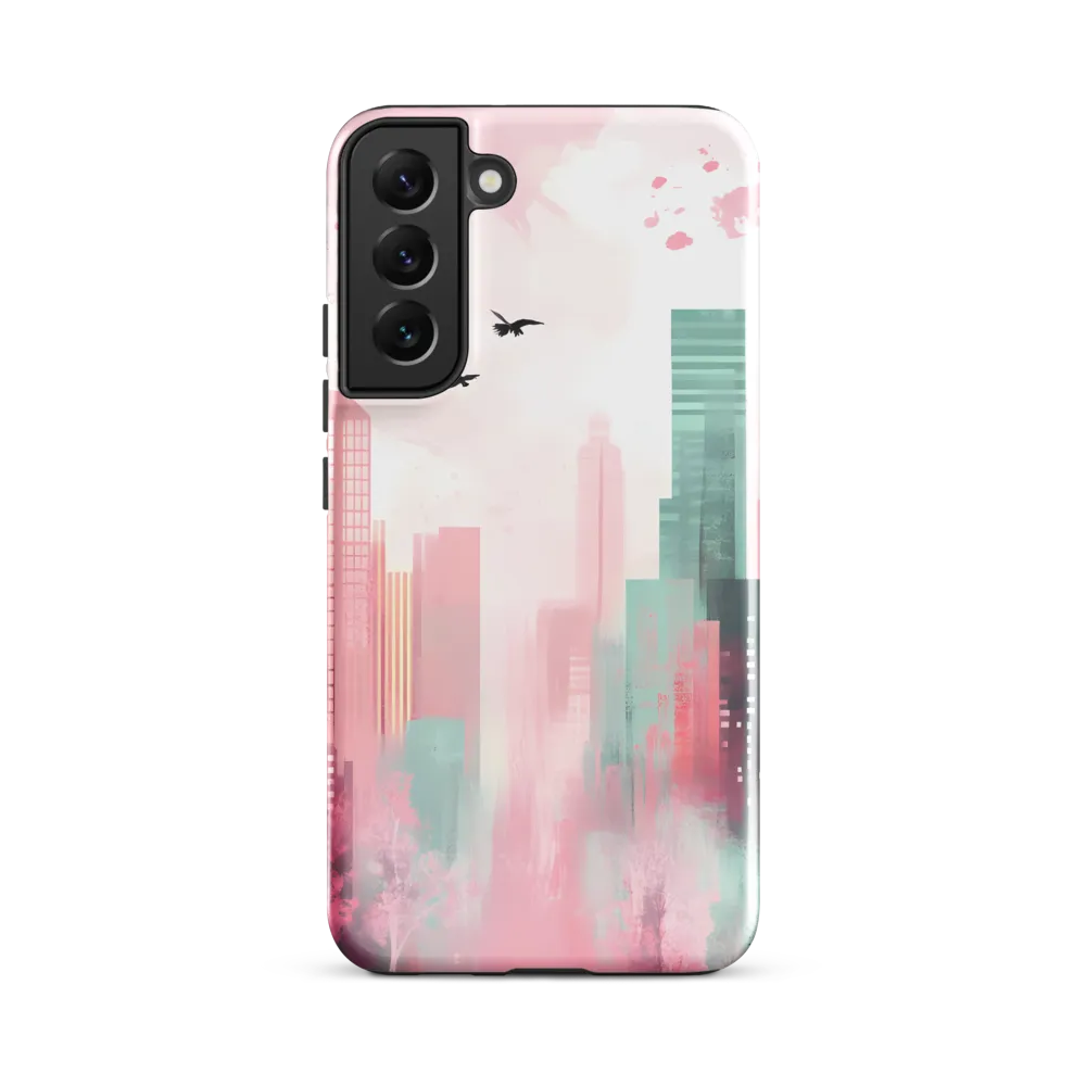 Dreamy Cityscape in Pink and Cyan