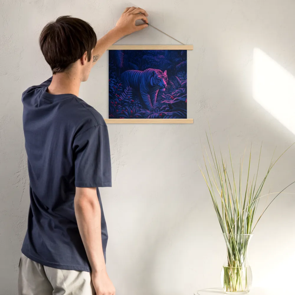 Mystic Prowler: The White Tiger in the Jungle | Poster With Oak Wood Hanger | 14″×14″